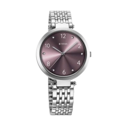 Titan Workwear 2783SM01 Purple Dial Metal Strap Quartz Analog Women Watch